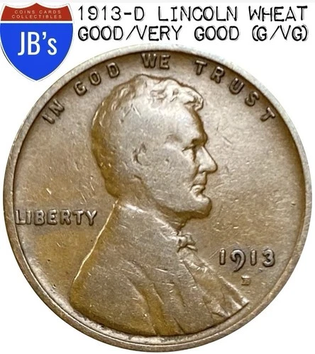 1913-D Lincoln Wheat Cent Penny 1c - Good/Very Good (G/VG)
