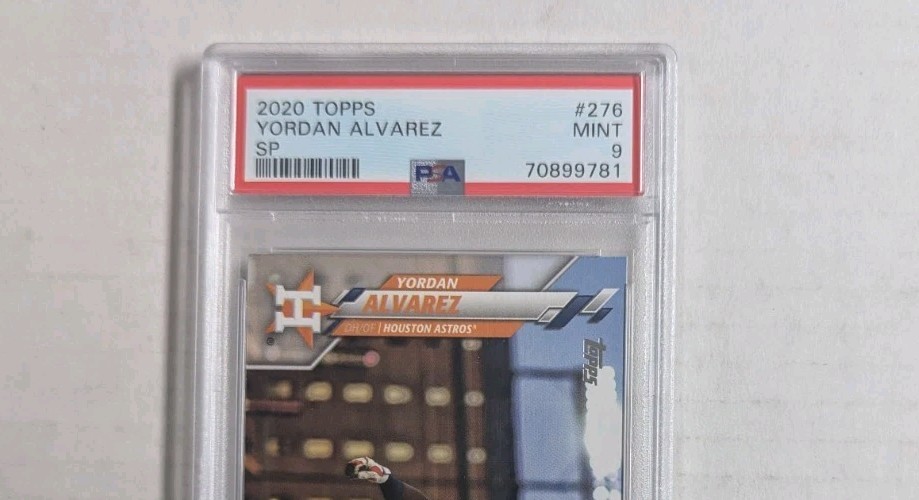 YORDAN ALVAREZ Astros 2020 Topps Rookie SP #276 Image Variation graded PSA 9 view 2