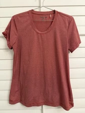 Toad & Co Red shirt sleeve top with Gray stripes size Large