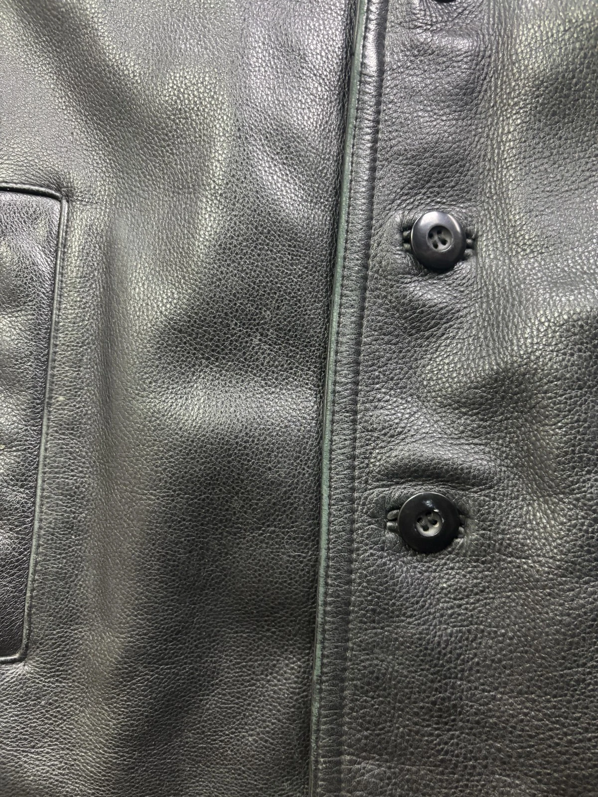 M Julian Coat Mens Small Black Leather Thinsulate Quilted Lined Button - product detail image 6