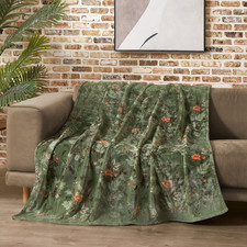 Wild Flower Plush Flannel Blanket Soft Cozy Throw Green