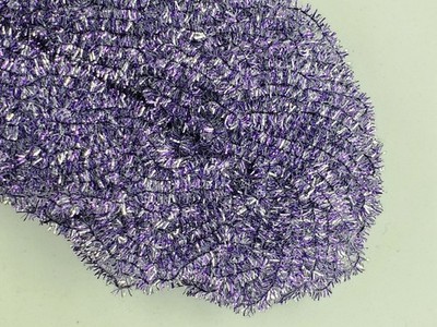 PURPLE SILVER Crystal Ice Age Chenille Size #4 Large 4 Yd Pack Jig Tying