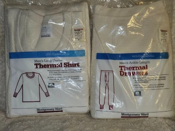 Vintage Montgomery Ward Men’s Thermal Underwear Set (Top & Bottom) New Sealed
Opens in a new window