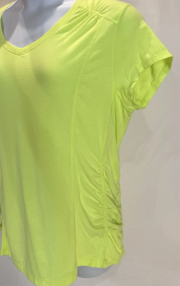 Top de entrenamiento XXL para mujer de Tangerine amarillo neón/verde manga corta acanalado Foto 2 de 4