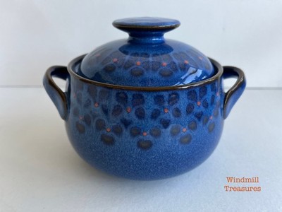 DENBY MITTERNACHTSBLAUE SUPPENSCHÜSSEL MIT GRIFF UND DECKEL - FANTASTISCHER ZUSTAND O810A