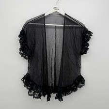 Fredericks Of Hollywood Vintage Black Sheer Ruffle Lace Lingerie Top OSFM