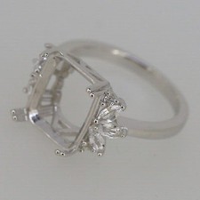 925 Sterling Silver Semi Mount Setting OCT 12x10mm Solitaire Engagement Ring