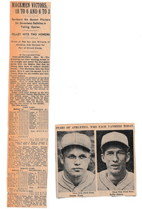 JIMMIE FOXX Hits 12th & 13th Homers 1932 Athletics Game Summary New York Times
