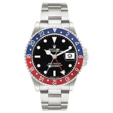 *1998 Rolex 40mm GMT Master Steel Watch with Black Dial and Pepsi Bezel. (16700)