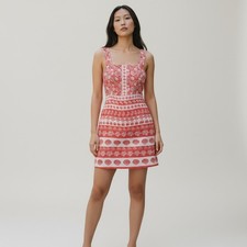 Seashell Coral Print Beach Sundress LOFT Womens Sz 4 Vacation Summer Mini Dress