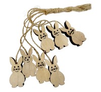 7 Mini Hasen Aus Holz Mit Kordel Zum AufhäNgen Deko Ostern Basteln