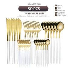 30X CUTLERY DINNER SET STAINLESS STEEL METAL TABLEWARE FORKS TEA SPOONS POLISH
