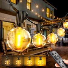 PBGMRT Outdoor String Lights 100FT/30M G40 LED Festoon Garden Patio Lights Dimma