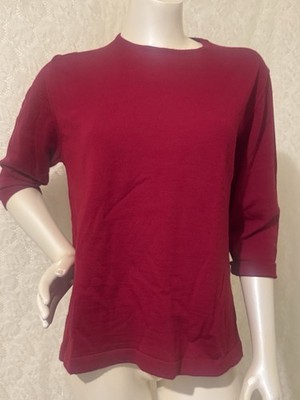 Vintage Lord & Taylor Merino Wool Mock Neck Sweater XL Red Made Italy Woolmark