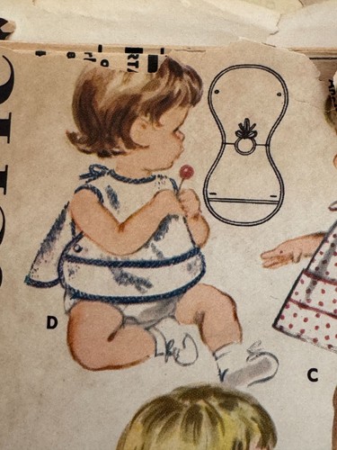 Butterick Sewing Pattern 2484 Infant Baby Smocks Bibs Vintage 1950s 6M-24M Uncut - Picture 5 of 12