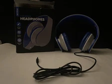 VIBE GRAY/BLUE FOLDING HEADPHONES 3.5MM INPUT STEREO DRIVER DYNAMIC BASS ( NEW )