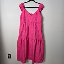 Old Navy Size XL Petite All Day Tiered Fit Flare Pink Trance Midi Sun Dress NEW