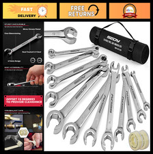 14-piece Flare Nut Wrench Set - Metric Sae Offset Design Organizer Pouch Re