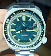Sold Out NOS Zelos Hammerhead V3 300m Ti Teal Meteorite Auto Dive Watch Full Kit