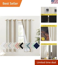 Rustic Grommet 100% Blackout Window Drapes - 42" W X 63" L for Luxurious Sleep