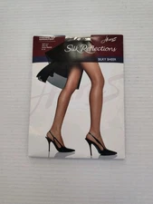Hanes Silk Reflections Control Top Pantyhose Size CD Barely Black