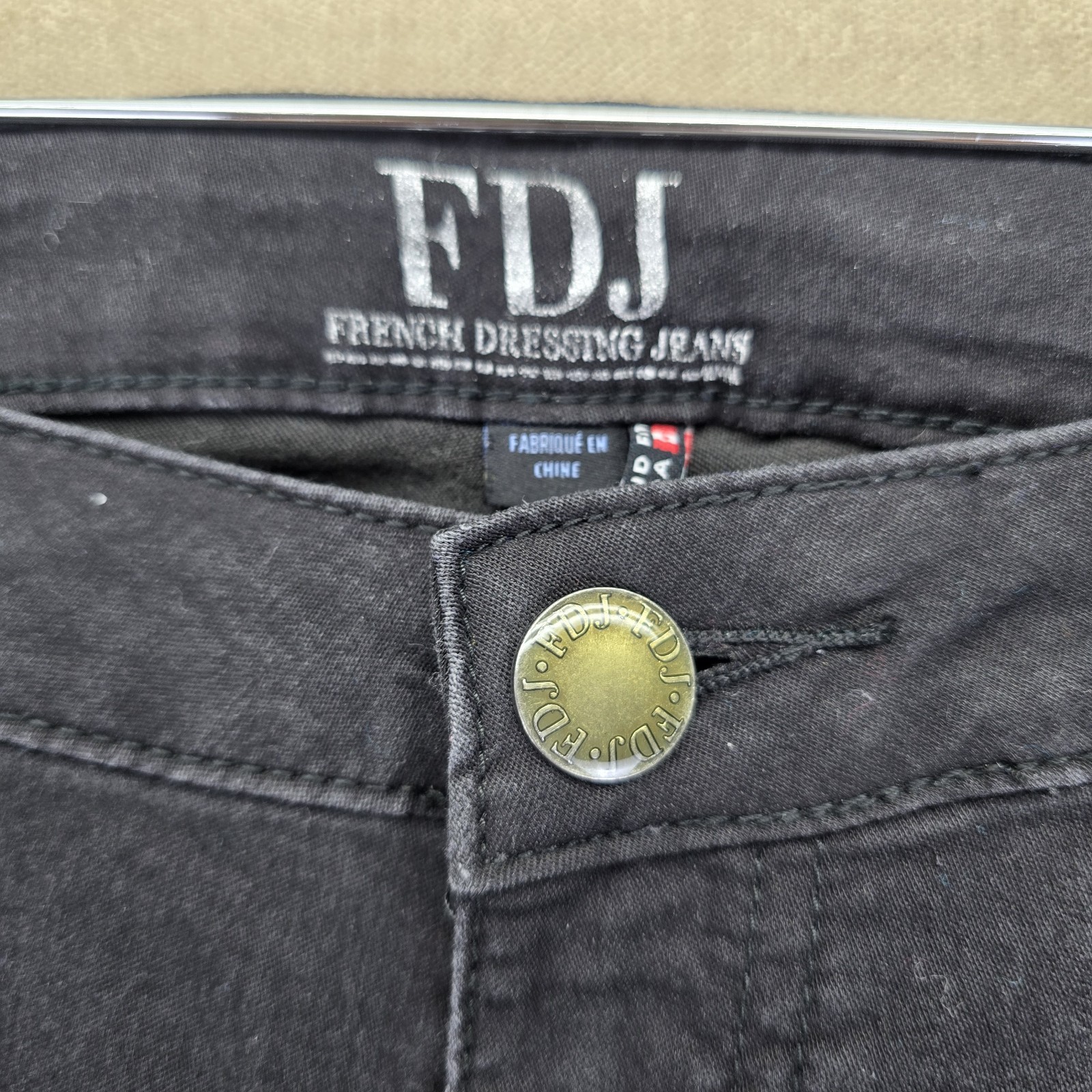 Fdj Womens Black Mid Rise Wide Leg Long Olivia Trouser Pants W/ Pockets Size 8