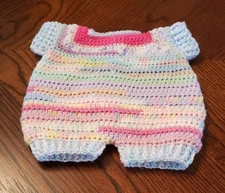 Cabbage Patch Kid Crochet Doll Jumpsuit Handmade  - Fits- 15"  CPK - Multicolor