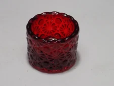 Ruby Red Glass Daisy And Button Open Salt Cellar