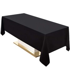 Black Tablecloth 60 x 120-inch Rectangular Polyester Table Cloth for Weddings...