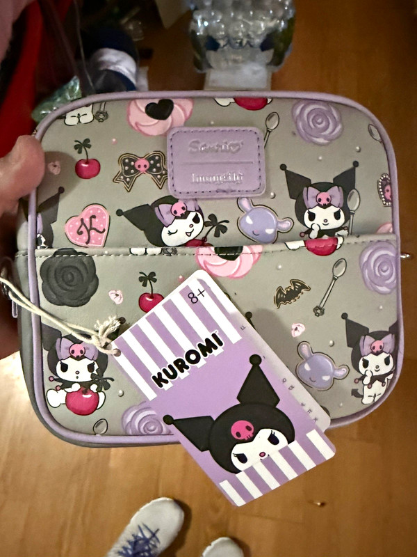 Sanrio Kuromi Pencil Case Pouch Gray Purple Pink Black Zip Zipper Closure