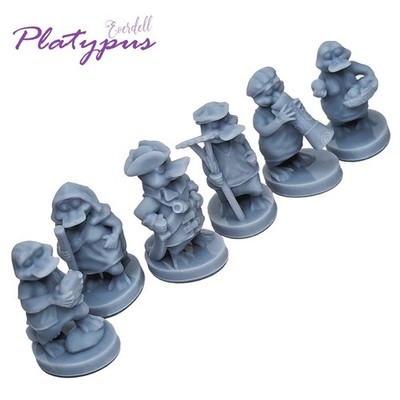 GREY Platypus 8pcs | Unofficial Upgrade for Everdell Pearlbrook, Frog, Rabbit