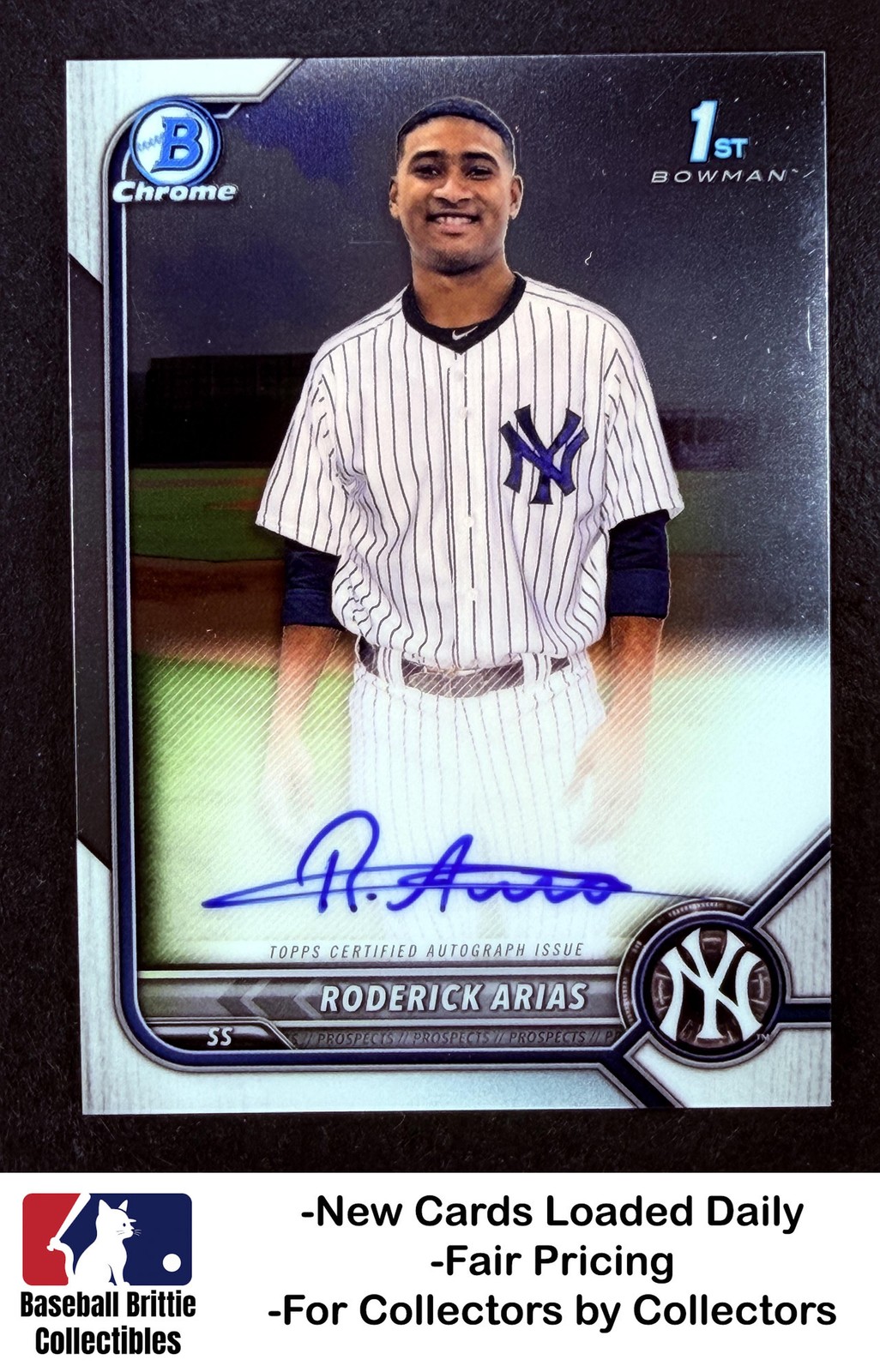 2022 Bowman 1st Chrome #CPA-RA Roderick Arias RC Rookie New York Yankees Auto