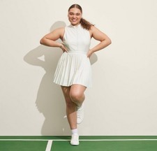 Prince Pickleball Women's Cream Zip-Front Pleated Dress Size Large NWT