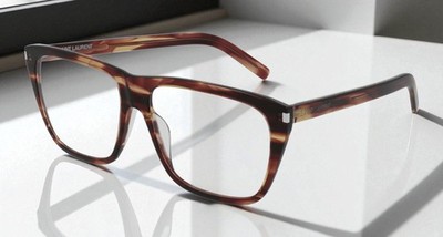 SAINT LAURENT SL 434 SLIM 004 Square Havana Brn Demo Lens 57 m Unisex Eyeglasses