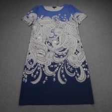 Talbots Dress Womens Medium Paisley Floral Short Sleeve Stretch Casual