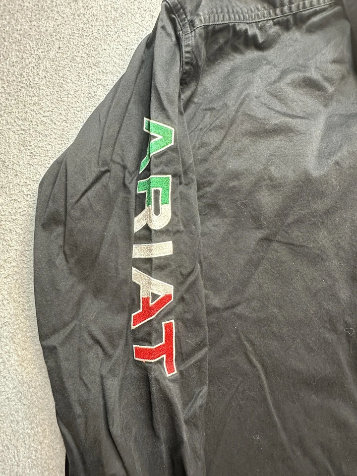 Ariat Shirt Mens XL Black Team Logo Twill Long Sleeve Western Button Down - Image 4 of 4