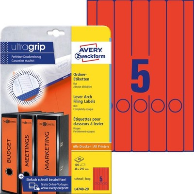 AVERY Zweckform L4748-20 Folder Spine Labels (100 Spine Labels with Ultragrip, 3