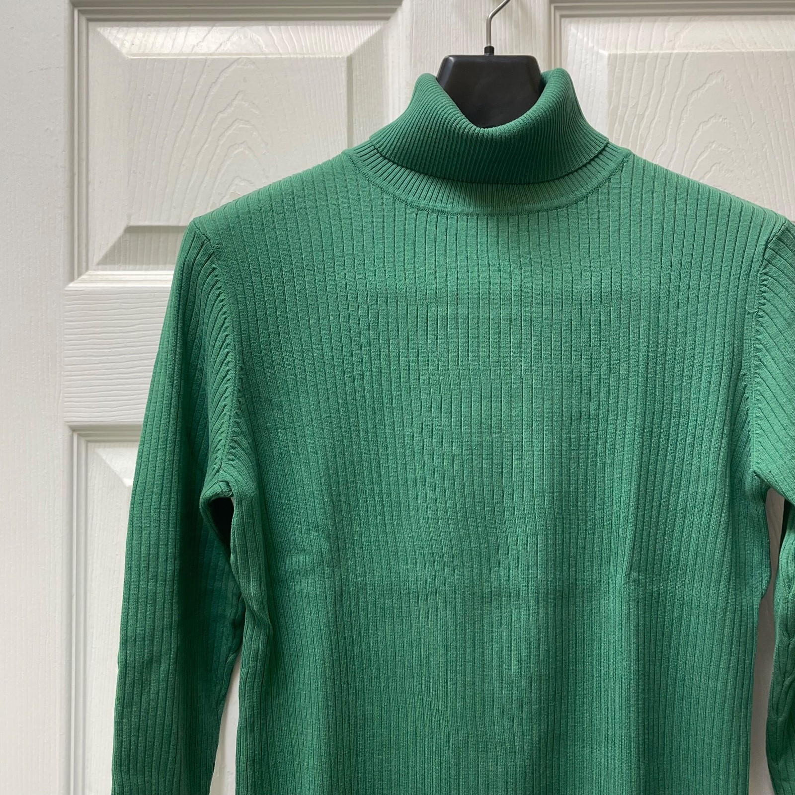 VTG Women's Basic Ribbed Turtleneck Green Knit Lo… - image 1