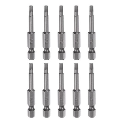 10pcs H3 Magnetic Security Hex Screwdriver Bit 1/4'' Hex Shank 2'' Length