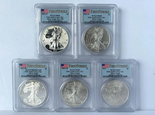 2011 American Silver Eagle 25th Anniversary Set PR69/MS69 FS PCGS