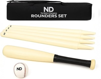 ND Sports Deluxe 16'' Holz Rounder Set mit Schläger, Ball, 4 Pfosten & Tragetasche |