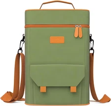 Premium Yerba Mate Kit Carrier Tote Bag - Double Layer Waterproof 2 Wine Bottle 