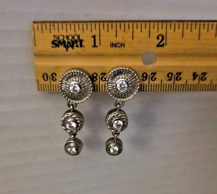 Judith Ripka QVC Sterling Silver & CZ Dangling Clip On Earrings Diamonique - Image 2 of 4
