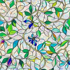 Window Privacy Film Stained Glass Decorative Static Cling Window Tint Sticker...