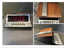 MCM Alarm Clock Spartus Space Age/Atomic Alarm Clock Snoozer1978 Flax Wood grain