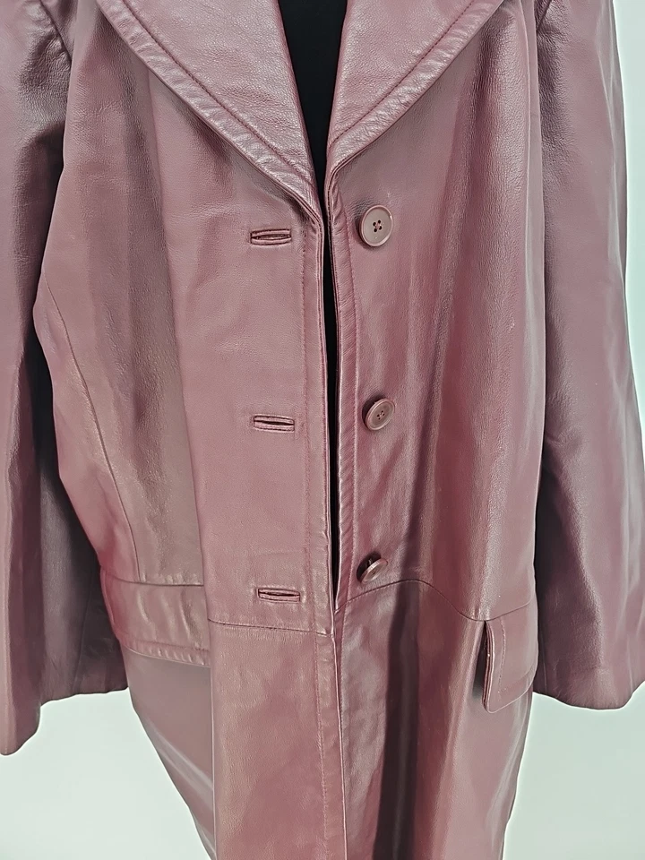 Vintage Newport News Leather Coat Burgundy 24W Mobwife - Image 2 of 4
