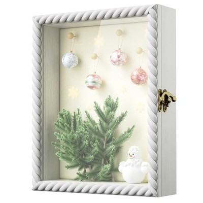  Shadow Box Frame 8 x 10, Deep Shadow Box with Twist Shape Door and Glass 