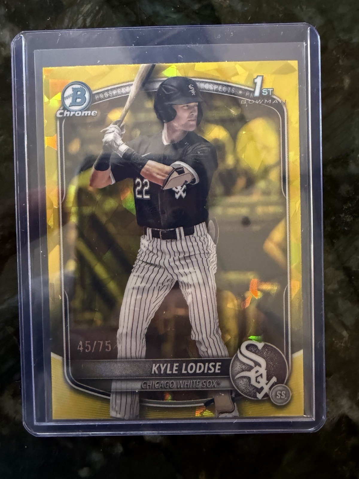 2025 BOWMAN DRAFT CHROME SAPPHIRE KYLE LODISE 1st YELLOW Refractor #45/75