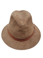 Capas Headwear Mens Fedora Hat Medium Tan Genuine Suede Leather USA Made Safari