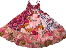 Derek Heart Boho Patchwork Midi Sundress Small Cotton Mixed Floral Paisley Pink